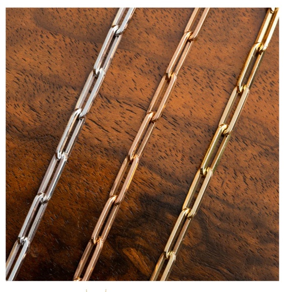 Stephanie Windsor 14k Rose Gold Solid Paperclip Chain Necklace $2,770 NWT 18" - Picture 4 of 4